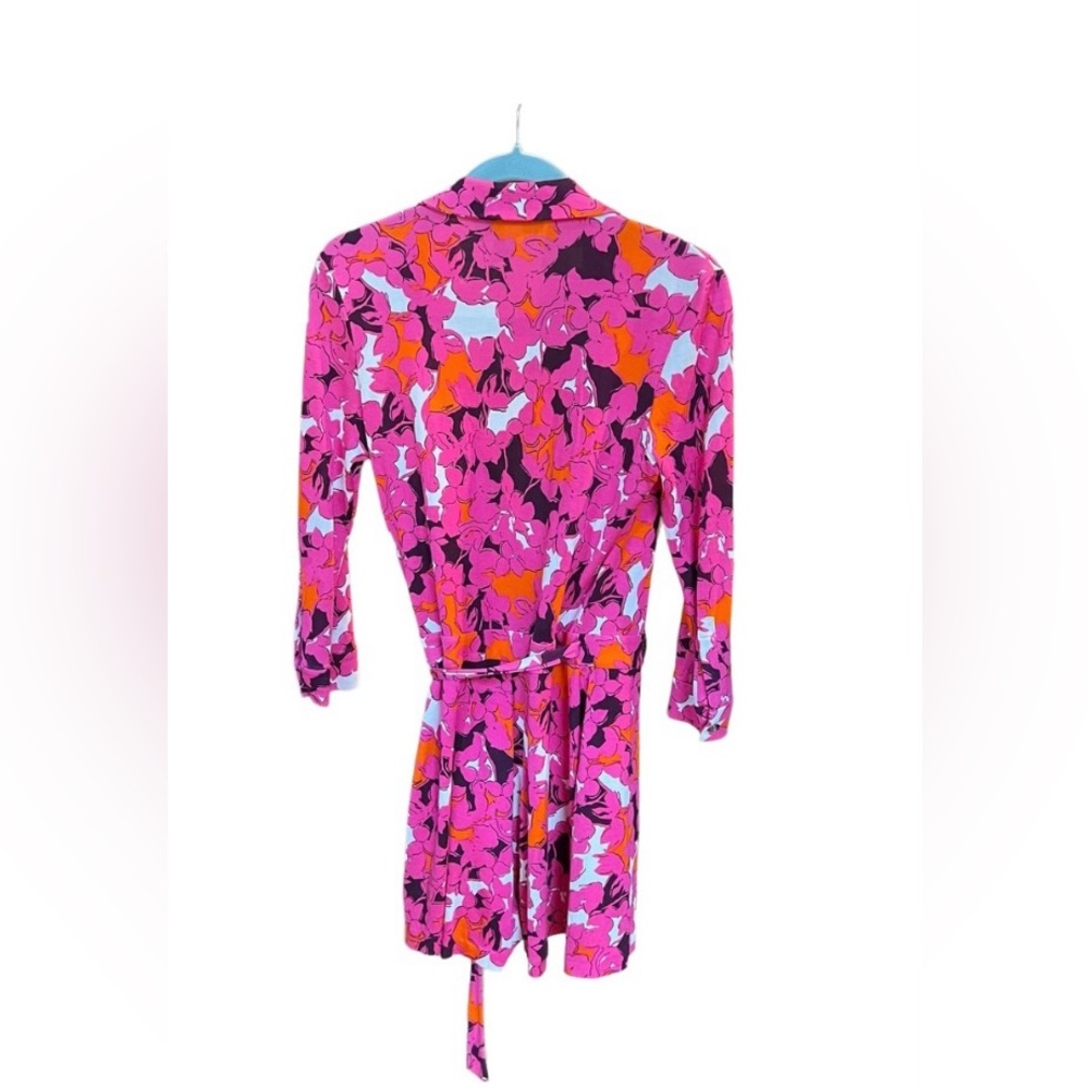 Diane Von Furstenberg DVF Celeste Pink Floral Print Wrap Jersey Short Romper 8